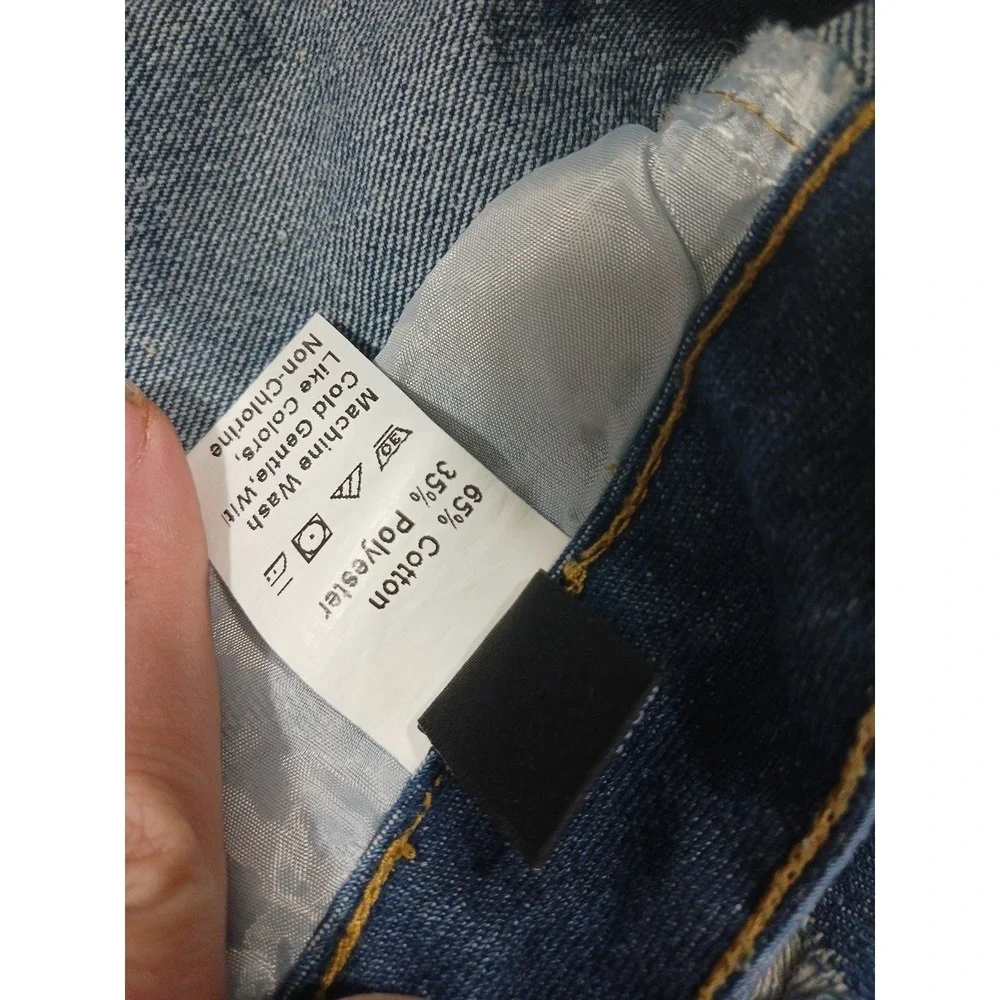 Shein Distressed Denim Mini‎ Skirt 0XL (US 12) Raw Hem Y2K Indie Sleaze Casual